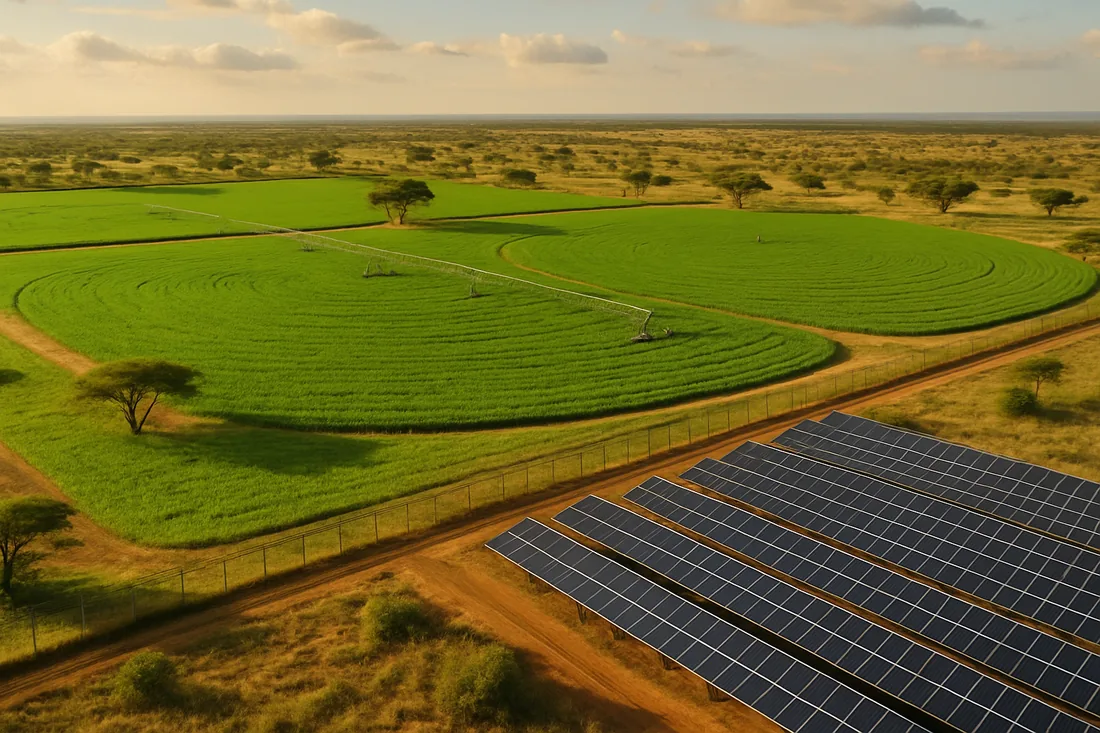 Commercial farm with solar power and perimeter security